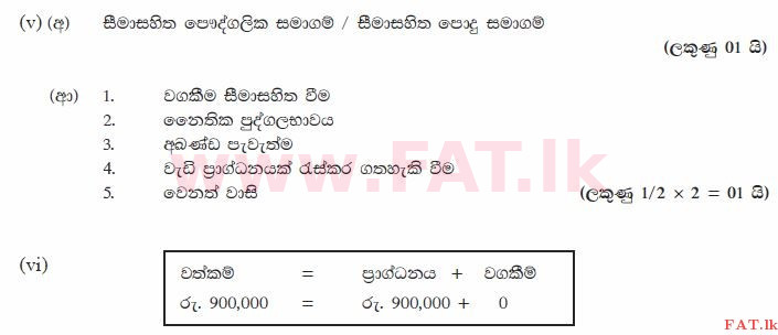 National Syllabus : Ordinary Level (O/L) Business and Accounting Studies - 2011 December - Paper II (සිංහල Medium) 1 1919