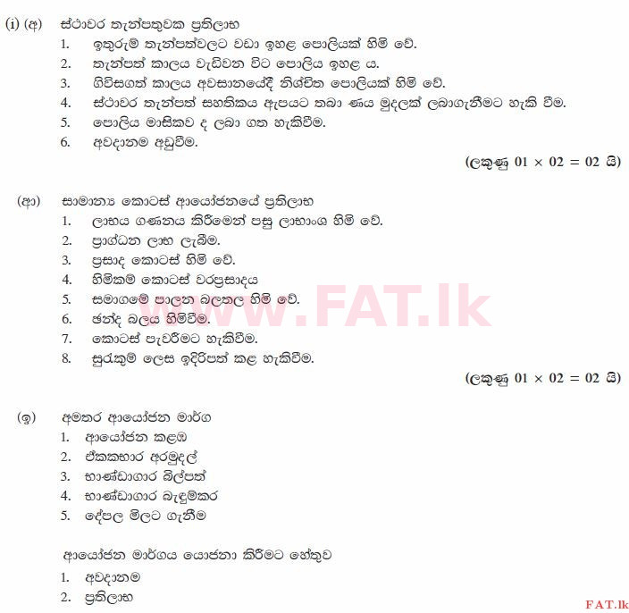 National Syllabus : Ordinary Level (O/L) Business and Accounting Studies - 2011 December - Paper II (සිංහල Medium) 4 1928