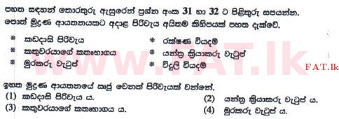 உள்ளூர் பாடத்திட்டம் : சாதாரண நிலை (சா/த) வர்த்தகக் கல்வி மற்றும் கணக்கியல் - 2016 டிசம்பர் - தாள்கள் I (புதிய பாடத்திட்டம்) (සිංහල மொழிமூலம்) 31 1