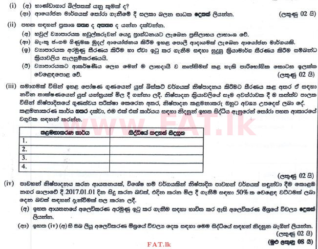 දේශීය විෂය නිර්දේශය : සාමාන්‍ය පෙළ (O/L) ව්‍යාපාර හා ගිණුම්කරණ අධ්‍යයනය - 2016 දෙසැම්බර් - ප්‍රශ්න පත්‍රය II (නව විෂය නිර්දේශය) (සිංහල මාධ්‍යය) 4 1