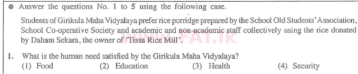 National Syllabus : Ordinary Level (O/L) Business and Accounting Studies - 2020 March - Paper I (English Medium) 1 1