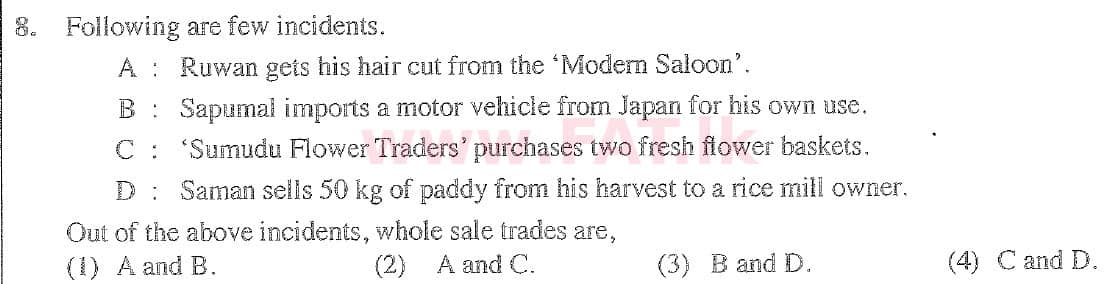 National Syllabus : Ordinary Level (O/L) Business and Accounting Studies - 2020 March - Paper I (English Medium) 8 1
