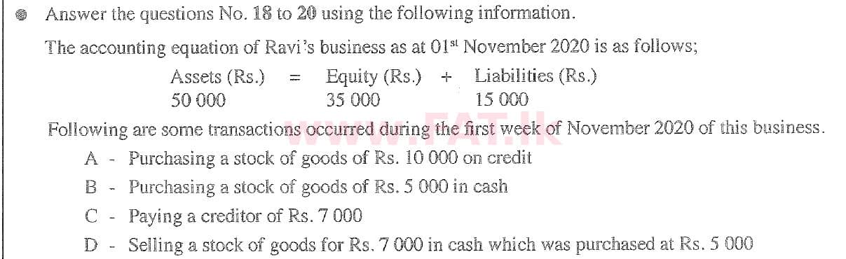 දේශීය විෂය නිර්දේශය : සාමාන්‍ය පෙළ (O/L) ව්‍යාපාර හා ගිණුම්කරණ අධ්‍යයනය - 2020 මාර්තු - ප්‍රශ්න පත්‍රය I (English මාධ්‍යය) 19 1