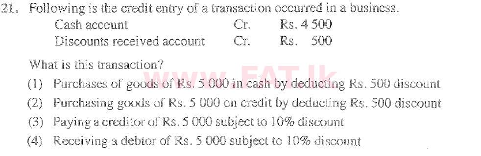 National Syllabus : Ordinary Level (O/L) Business and Accounting Studies - 2020 March - Paper I (English Medium) 21 1
