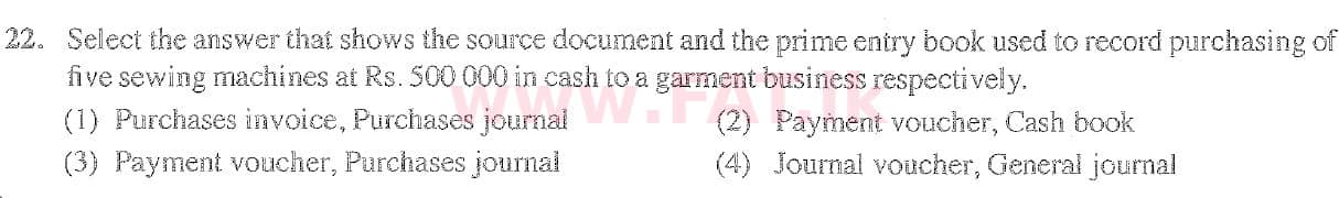 දේශීය විෂය නිර්දේශය : සාමාන්‍ය පෙළ (O/L) ව්‍යාපාර හා ගිණුම්කරණ අධ්‍යයනය - 2020 මාර්තු - ප්‍රශ්න පත්‍රය I (English මාධ්‍යය) 22 1