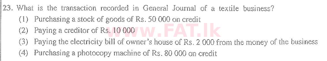 දේශීය විෂය නිර්දේශය : සාමාන්‍ය පෙළ (O/L) ව්‍යාපාර හා ගිණුම්කරණ අධ්‍යයනය - 2020 මාර්තු - ප්‍රශ්න පත්‍රය I (English මාධ්‍යය) 23 1