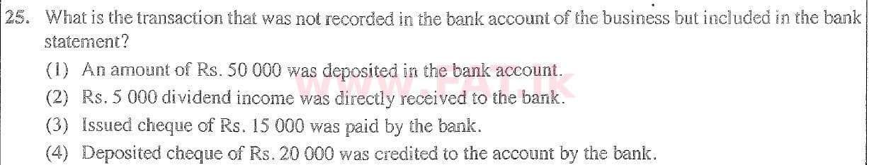 දේශීය විෂය නිර්දේශය : සාමාන්‍ය පෙළ (O/L) ව්‍යාපාර හා ගිණුම්කරණ අධ්‍යයනය - 2020 මාර්තු - ප්‍රශ්න පත්‍රය I (English මාධ්‍යය) 25 1