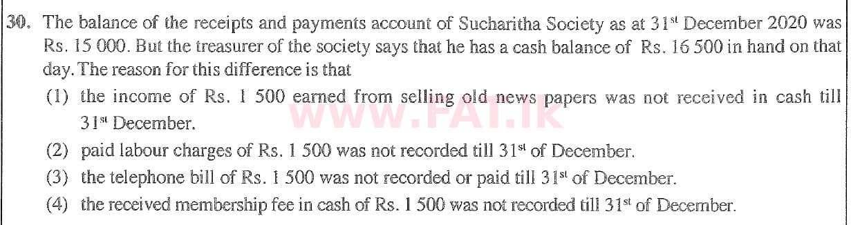 National Syllabus : Ordinary Level (O/L) Business and Accounting Studies - 2020 March - Paper I (English Medium) 30 1
