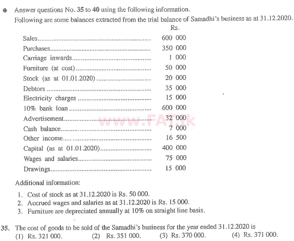 National Syllabus : Ordinary Level (O/L) Business and Accounting Studies - 2020 March - Paper I (English Medium) 35 1