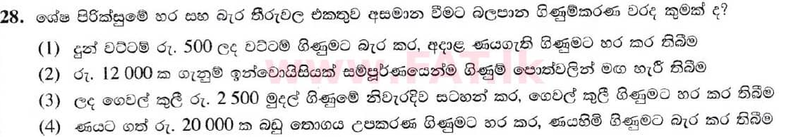 உள்ளூர் பாடத்திட்டம் : சாதாரண நிலை (சா/த) வர்த்தகக் கல்வி மற்றும் கணக்கியல் - 2020 மார்ச் - தாள்கள் I (සිංහල மொழிமூலம்) 28 1