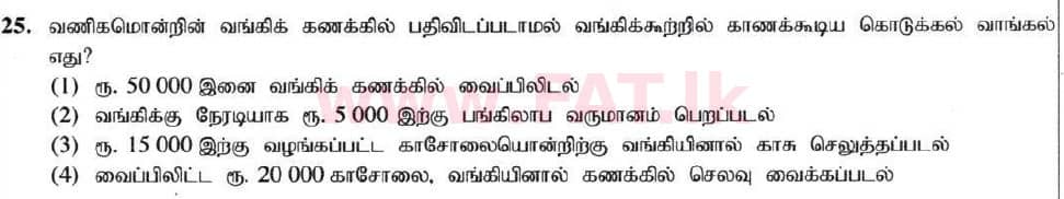 உள்ளூர் பாடத்திட்டம் : சாதாரண நிலை (சா/த) வர்த்தகக் கல்வி மற்றும் கணக்கியல் - 2020 மார்ச் - தாள்கள் I (தமிழ் மொழிமூலம்) 25 1