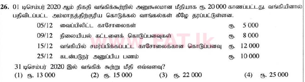 உள்ளூர் பாடத்திட்டம் : சாதாரண நிலை (சா/த) வர்த்தகக் கல்வி மற்றும் கணக்கியல் - 2020 மார்ச் - தாள்கள் I (தமிழ் மொழிமூலம்) 26 1