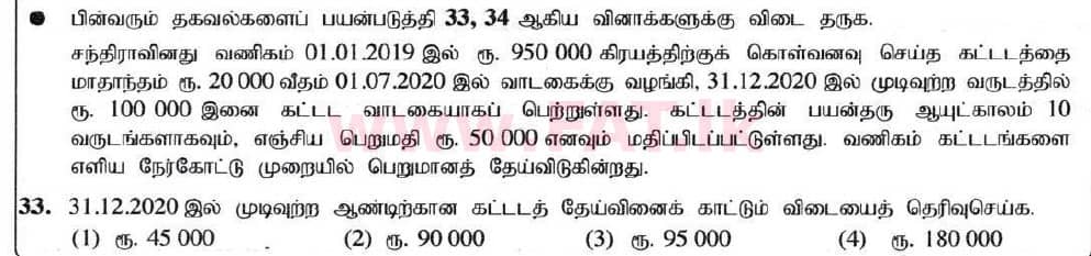 உள்ளூர் பாடத்திட்டம் : சாதாரண நிலை (சா/த) வர்த்தகக் கல்வி மற்றும் கணக்கியல் - 2020 மார்ச் - தாள்கள் I (தமிழ் மொழிமூலம்) 33 1