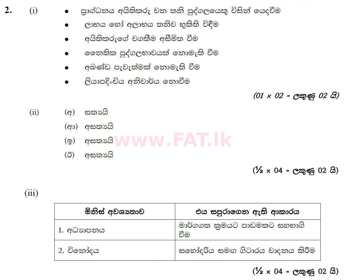 National Syllabus : Ordinary Level (O/L) Business and Accounting Studies - 2020 March - Paper II (සිංහල Medium) 2 5760