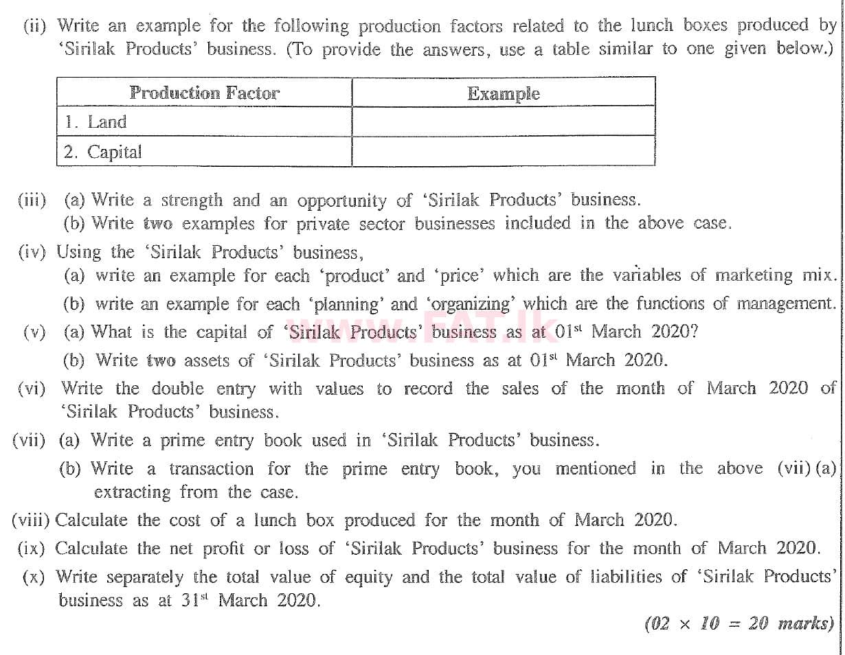 National Syllabus Ordinary Level (O/L) Business and Accounting