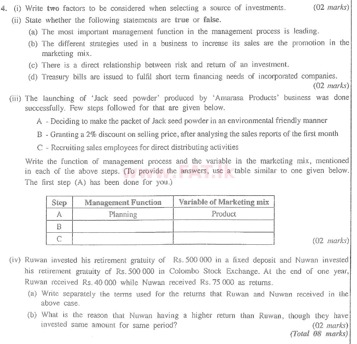 உள்ளூர் பாடத்திட்டம் : சாதாரண நிலை (சா/த) வர்த்தகக் கல்வி மற்றும் கணக்கியல் - 2020 மார்ச் - தாள்கள் II (English மொழிமூலம்) 4 1