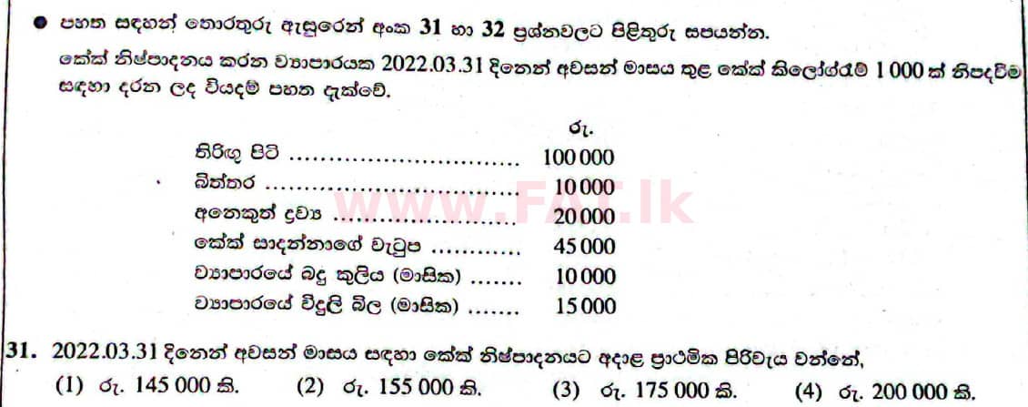 දේශීය විෂය නිර්දේශය : සාමාන්‍ය පෙළ (O/L) ව්‍යාපාර හා ගිණුම්කරණ අධ්‍යයනය - 2021 මැයි - ප්‍රශ්න පත්‍රය I (සිංහල මාධ්‍යය) 31 1