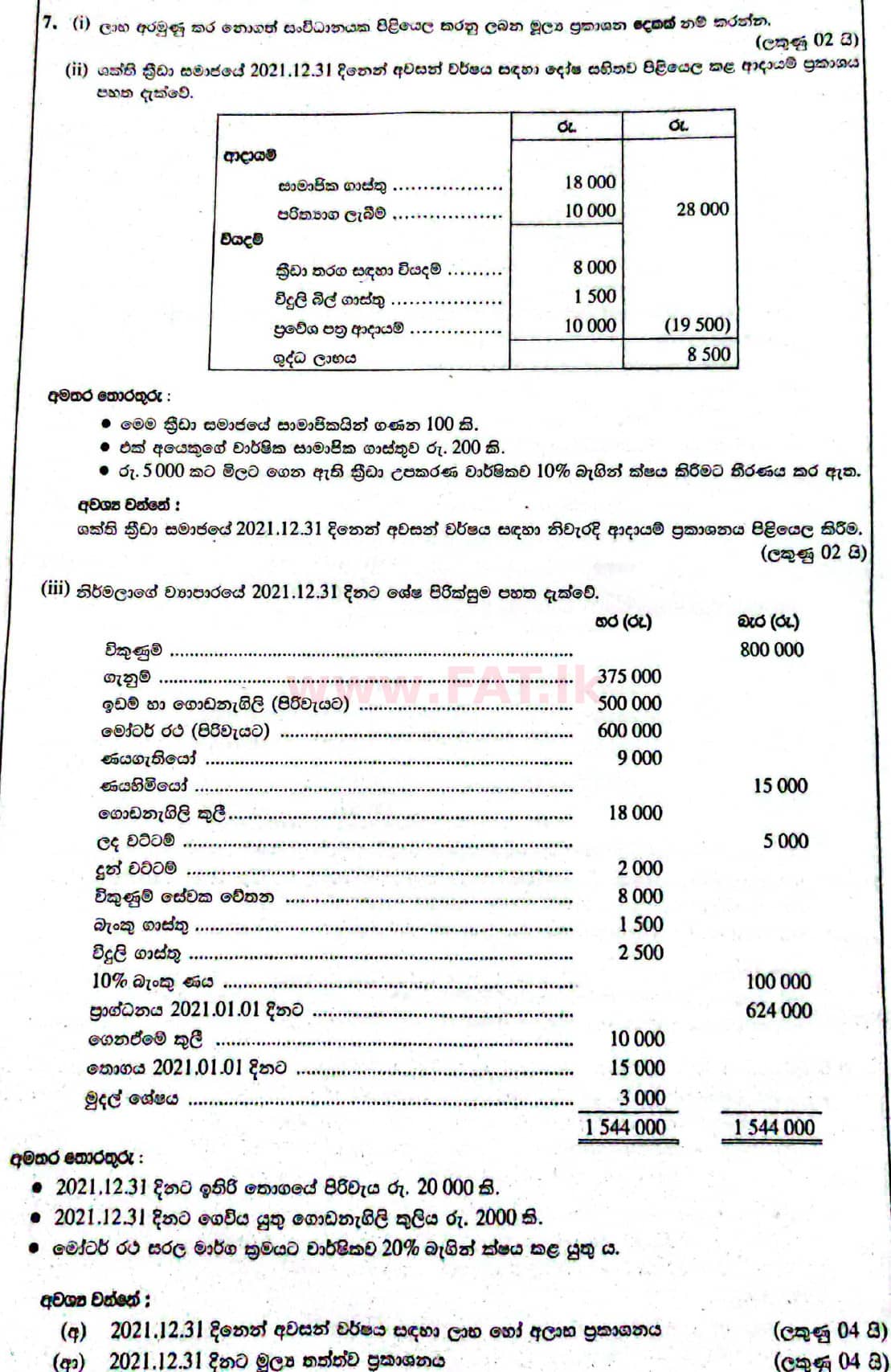 National Syllabus : Ordinary Level (O/L) Business and Accounting Studies - 2021 May - Paper II (සිංහල Medium) 7 1