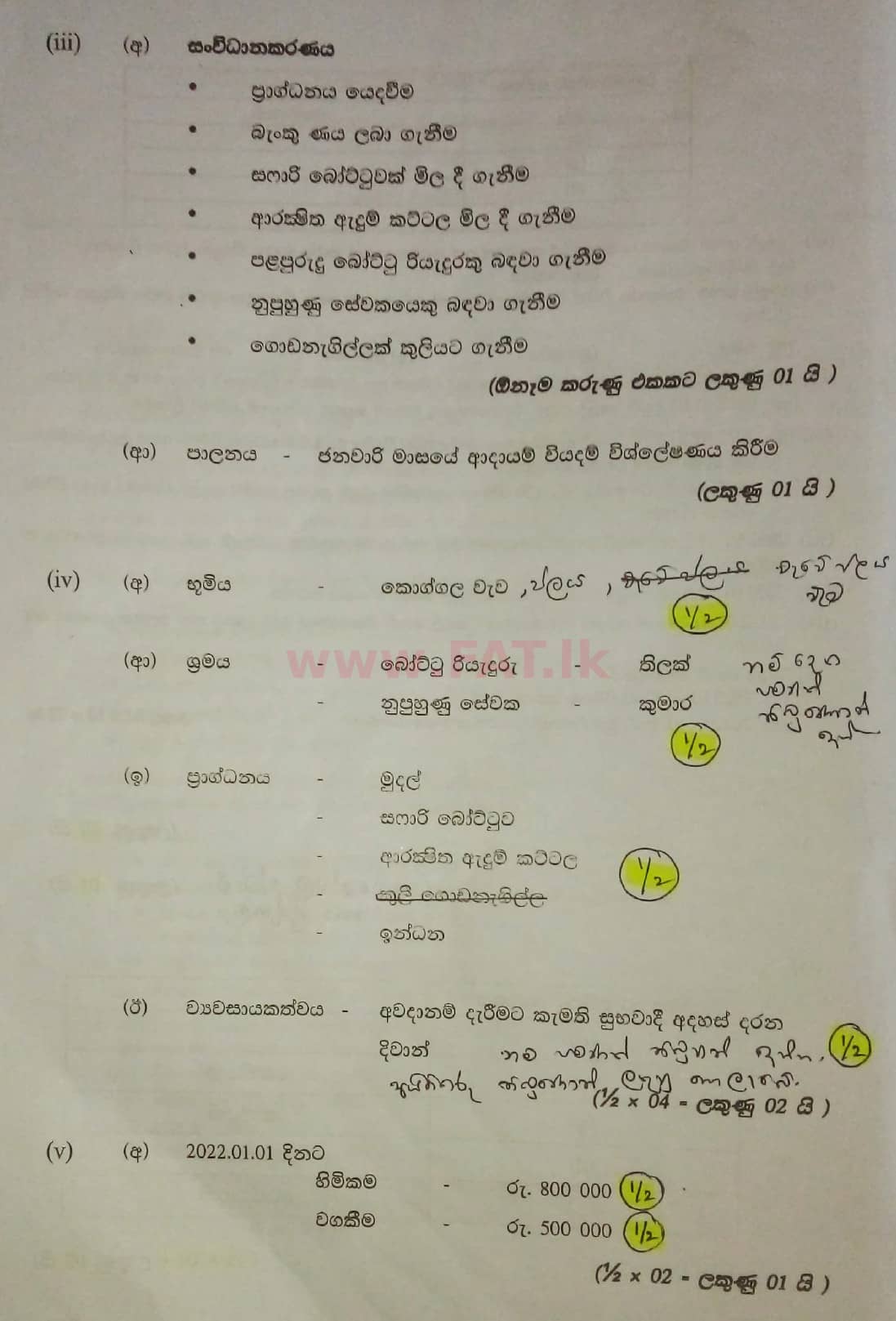 National Syllabus : Ordinary Level (O/L) Business and Accounting Studies - 2021 May - Paper II (සිංහල Medium) 1 5811