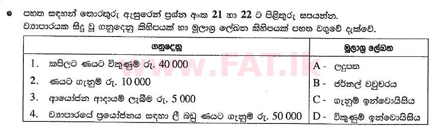 National Syllabus : Ordinary Level (O/L) Business and Accounting Studies - 2019 March - Paper I (සිංහල Medium) 22 1