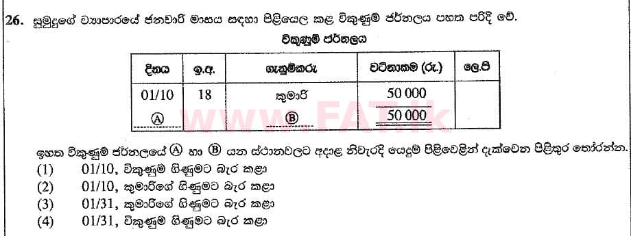 National Syllabus : Ordinary Level (O/L) Business and Accounting Studies - 2019 March - Paper I (සිංහල Medium) 26 1