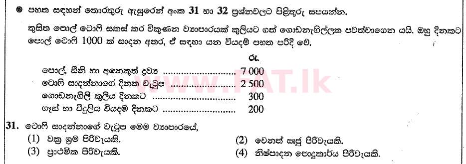 National Syllabus : Ordinary Level (O/L) Business and Accounting Studies - 2019 March - Paper I (සිංහල Medium) 31 1