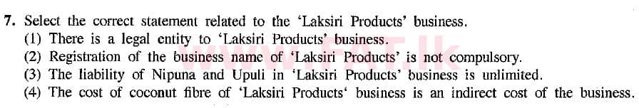 National Syllabus : Ordinary Level (O/L) Business and Accounting Studies - 2019 March - Paper I (English Medium) 7 2