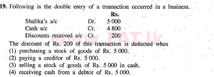 உள்ளூர் பாடத்திட்டம் : சாதாரண நிலை (சா/த) வர்த்தகக் கல்வி மற்றும் கணக்கியல் - 2019 மார்ச் - தாள்கள் I (English மொழிமூலம்) 19 1