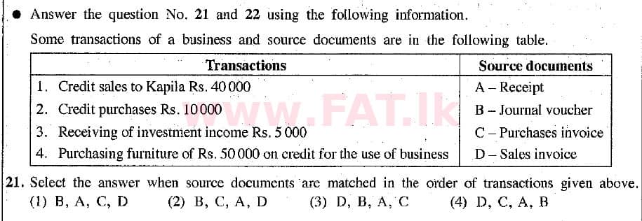 National Syllabus : Ordinary Level (O/L) Business and Accounting Studies - 2019 March - Paper I (English Medium) 21 1