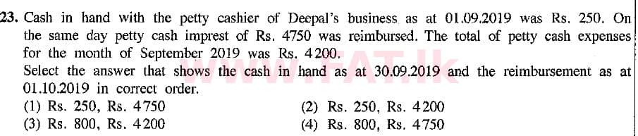 உள்ளூர் பாடத்திட்டம் : சாதாரண நிலை (சா/த) வர்த்தகக் கல்வி மற்றும் கணக்கியல் - 2019 மார்ச் - தாள்கள் I (English மொழிமூலம்) 23 1