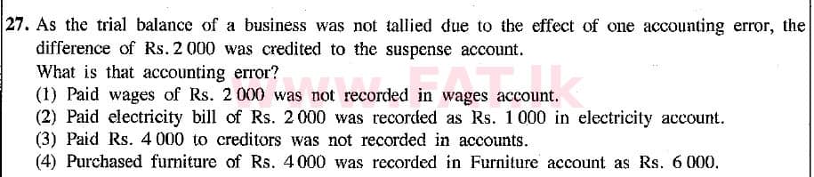 உள்ளூர் பாடத்திட்டம் : சாதாரண நிலை (சா/த) வர்த்தகக் கல்வி மற்றும் கணக்கியல் - 2019 மார்ச் - தாள்கள் I (English மொழிமூலம்) 27 1