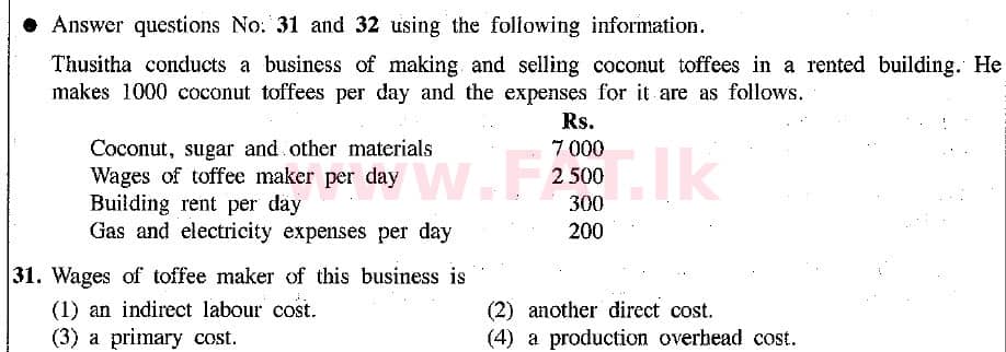 National Syllabus : Ordinary Level (O/L) Business and Accounting Studies - 2019 March - Paper I (English Medium) 31 1