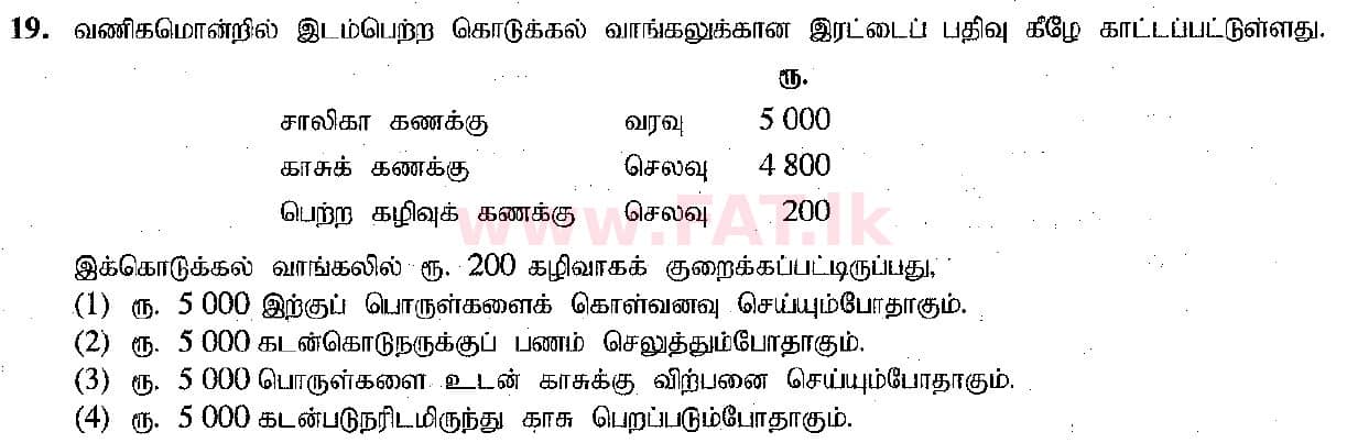 National Syllabus : Ordinary Level (O/L) Business and Accounting Studies - 2019 March - Paper I (தமிழ் Medium) 19 1