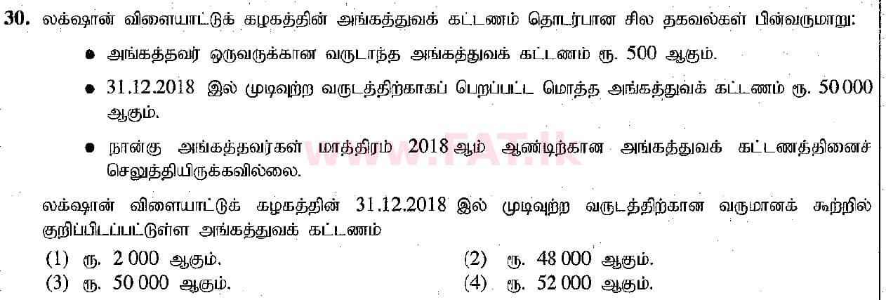 உள்ளூர் பாடத்திட்டம் : சாதாரண நிலை (சா/த) வர்த்தகக் கல்வி மற்றும் கணக்கியல் - 2019 மார்ச் - தாள்கள் I (தமிழ் மொழிமூலம்) 30 1