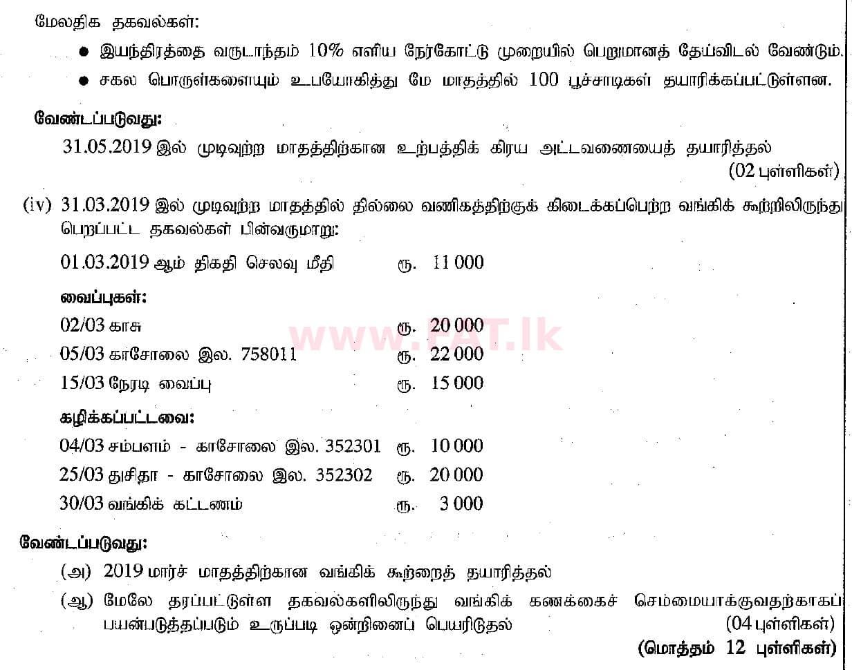 National Syllabus : Ordinary Level (O/L) Business and Accounting Studies - 2019 March - Paper II (தமிழ் Medium) 6 2