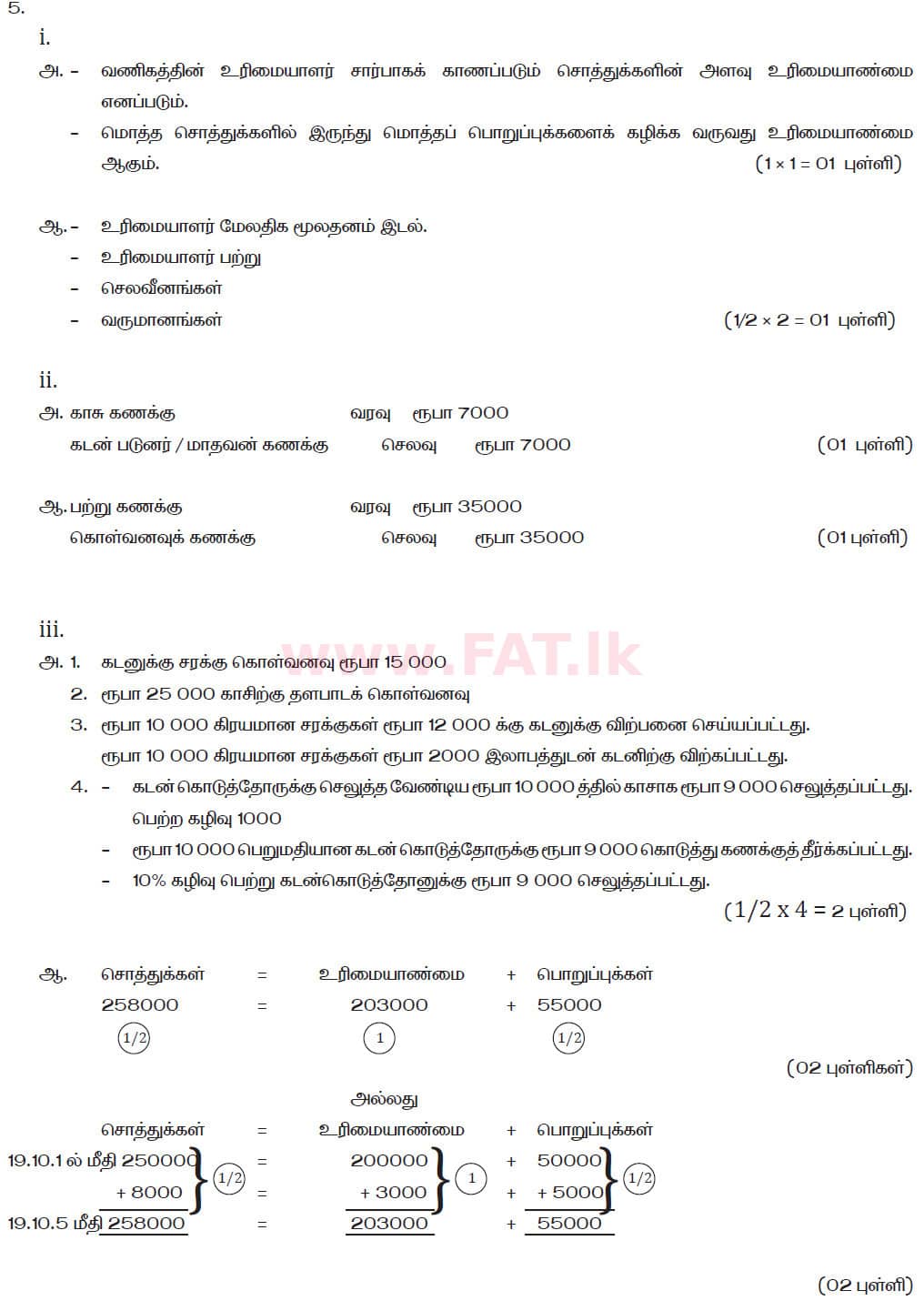 உள்ளூர் பாடத்திட்டம் : சாதாரண நிலை (சா/த) வர்த்தகக் கல்வி மற்றும் கணக்கியல் - 2019 மார்ச் - தாள்கள் II (தமிழ் மொழிமூலம்) 5 5988