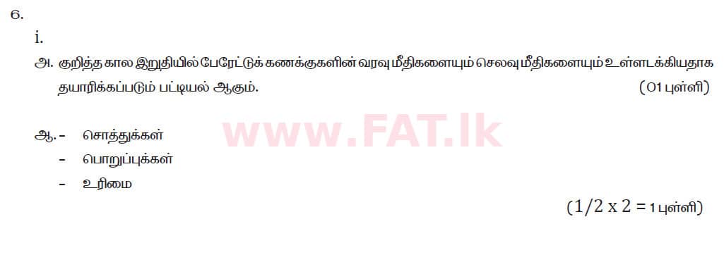 National Syllabus : Ordinary Level (O/L) Business and Accounting Studies - 2019 March - Paper II (தமிழ் Medium) 6 5990