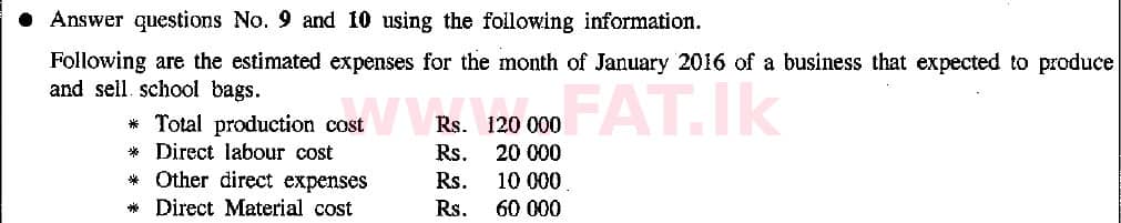 உள்ளூர் பாடத்திட்டம் : சாதாரண நிலை (சா/த) வர்த்தகக் கல்வி மற்றும் கணக்கியல் - 2015 டிசம்பர் - தாள்கள் I (English மொழிமூலம்) 10 1