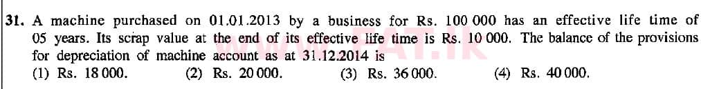 உள்ளூர் பாடத்திட்டம் : சாதாரண நிலை (சா/த) வர்த்தகக் கல்வி மற்றும் கணக்கியல் - 2015 டிசம்பர் - தாள்கள் I (English மொழிமூலம்) 31 1
