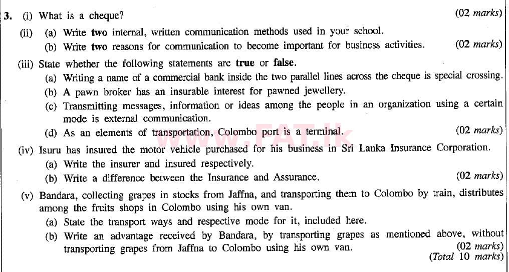 National Syllabus : Ordinary Level (O/L) Business and Accounting Studies - 2015 December - Paper II (English Medium) 3 1