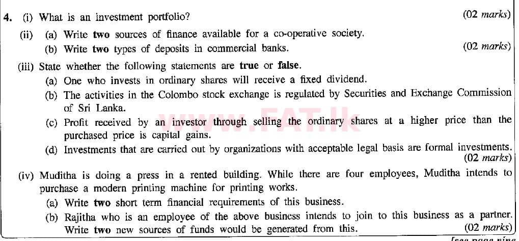 දේශීය විෂය නිර්දේශය : සාමාන්‍ය පෙළ (O/L) ව්‍යාපාර හා ගිණුම්කරණ අධ්‍යයනය - 2015 දෙසැම්බර් - ප්‍රශ්න පත්‍රය II (English මාධ්‍යය) 4 1