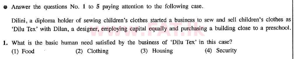 National Syllabus : Ordinary Level (O/L) Business and Accounting Studies - 2016 December - Paper I (New Syllabus) (English Medium) 1 1