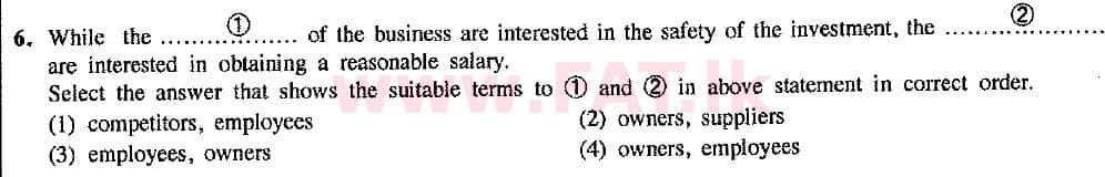National Syllabus : Ordinary Level (O/L) Business and Accounting Studies - 2016 December - Paper I (New Syllabus) (English Medium) 6 1