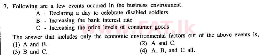 National Syllabus : Ordinary Level (O/L) Business and Accounting Studies - 2016 December - Paper I (New Syllabus) (English Medium) 7 1