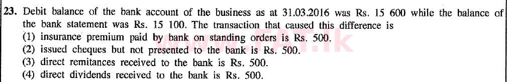 National Syllabus : Ordinary Level (O/L) Business and Accounting Studies - 2016 December - Paper I (New Syllabus) (English Medium) 23 1
