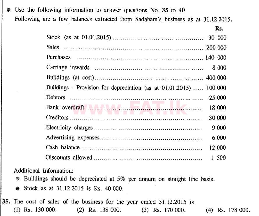 National Syllabus : Ordinary Level (O/L) Business and Accounting Studies - 2016 December - Paper I (New Syllabus) (English Medium) 35 1