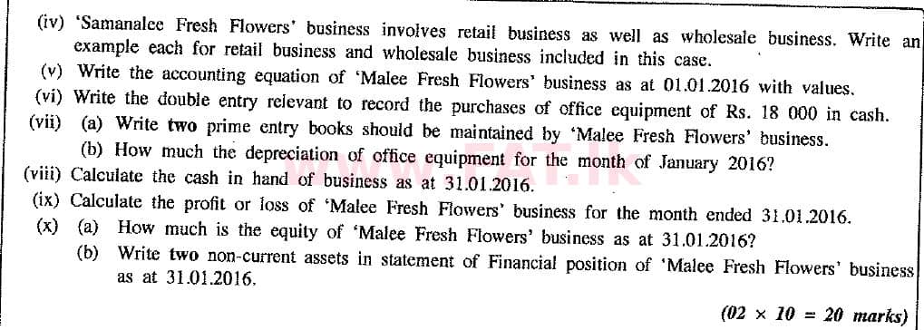 உள்ளூர் பாடத்திட்டம் : சாதாரண நிலை (சா/த) வர்த்தகக் கல்வி மற்றும் கணக்கியல் - 2016 டிசம்பர் - தாள்கள் II (புதிய பாடத்திட்டம்) (English மொழிமூலம்) 1 2