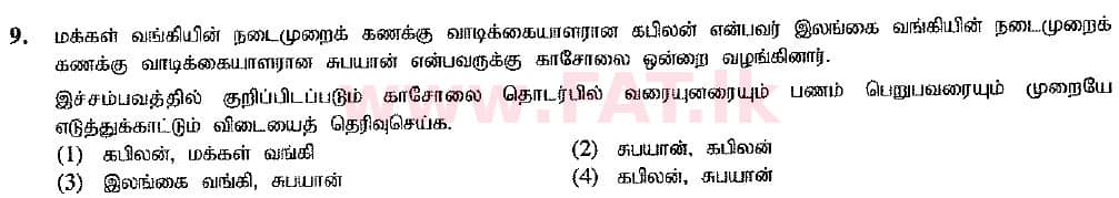 உள்ளூர் பாடத்திட்டம் : சாதாரண நிலை (சா/த) வர்த்தகக் கல்வி மற்றும் கணக்கியல் - 2016 டிசம்பர் - தாள்கள் I (புதிய பாடத்திட்டம்) (தமிழ் மொழிமூலம்) 9 1