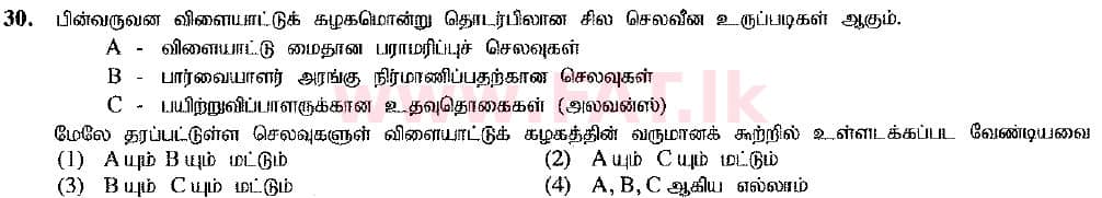 உள்ளூர் பாடத்திட்டம் : சாதாரண நிலை (சா/த) வர்த்தகக் கல்வி மற்றும் கணக்கியல் - 2016 டிசம்பர் - தாள்கள் I (புதிய பாடத்திட்டம்) (தமிழ் மொழிமூலம்) 30 1