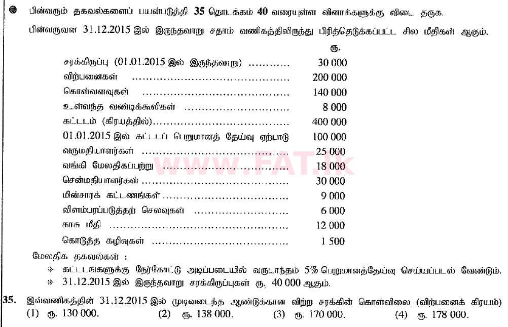 உள்ளூர் பாடத்திட்டம் : சாதாரண நிலை (சா/த) வர்த்தகக் கல்வி மற்றும் கணக்கியல் - 2016 டிசம்பர் - தாள்கள் I (புதிய பாடத்திட்டம்) (தமிழ் மொழிமூலம்) 35 1
